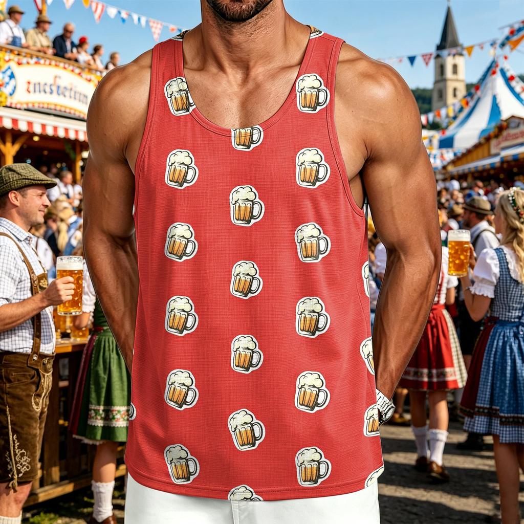 Men's Casual Print Crewneck Tank Top - Sleeveless Outdoor Sport Shirt for Summer