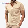 Men's Short-sleeve Henley Polo Shirt - Summer Casual Sport Solid Color Button-down Placket