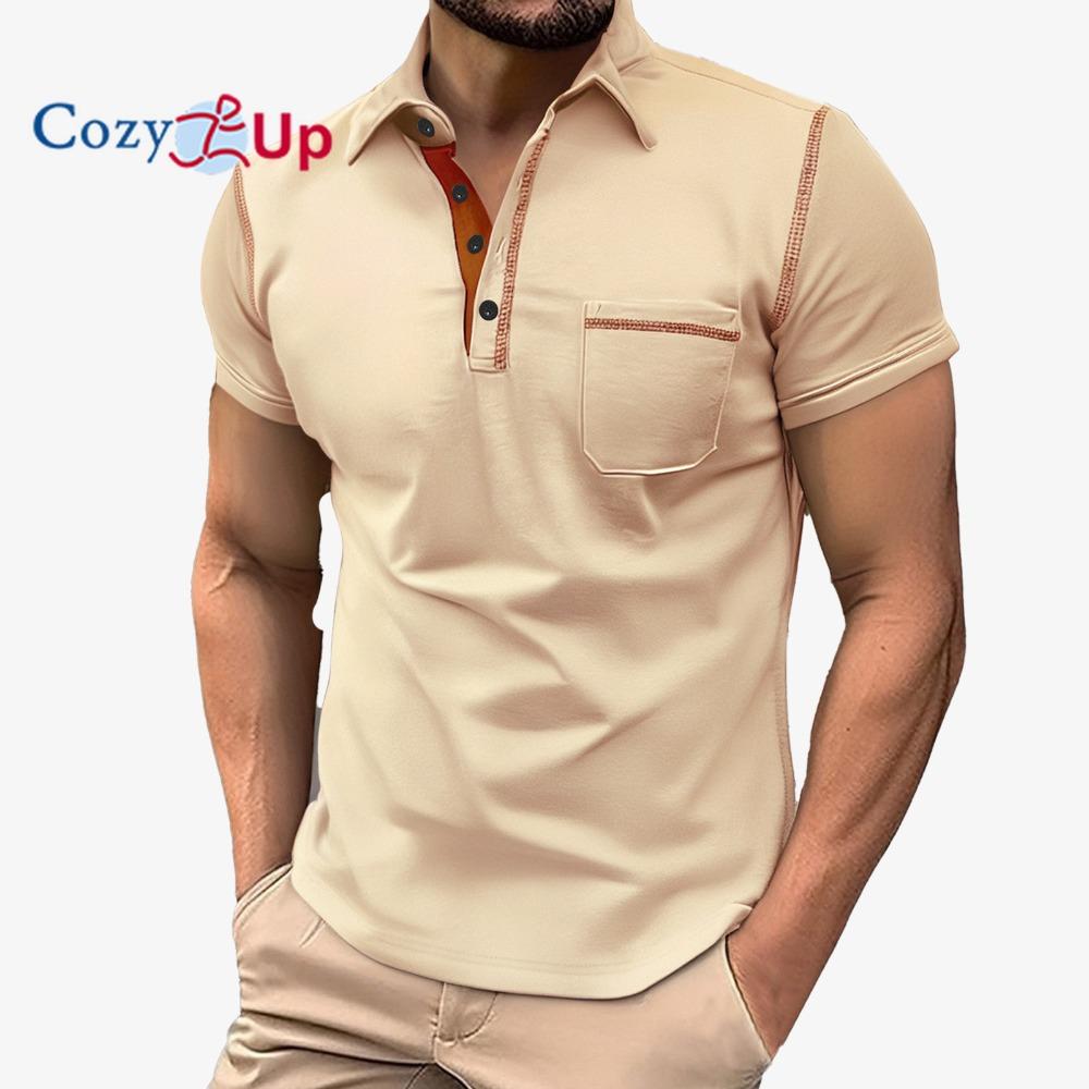 Men's Short-sleeve Henley Polo Shirt - Summer Casual Sport Solid Color Button-down Placket