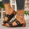Mode Damen Hausschuhe Mode Strandschuhe Sommer Anti-Rutsch Freizeit Hausschuhe Komfort Doppelschnalle Keilsandalen Plateau Pantoletten Damen