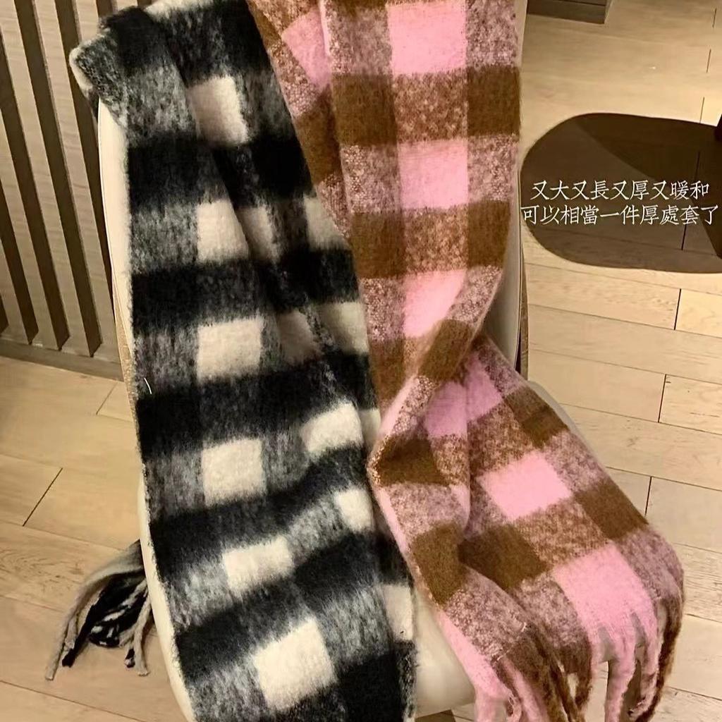 Scarf Autumn and Winter Women's Senior New Black and White Plaid Korean Couple Warm Student Thickened Scarf Men