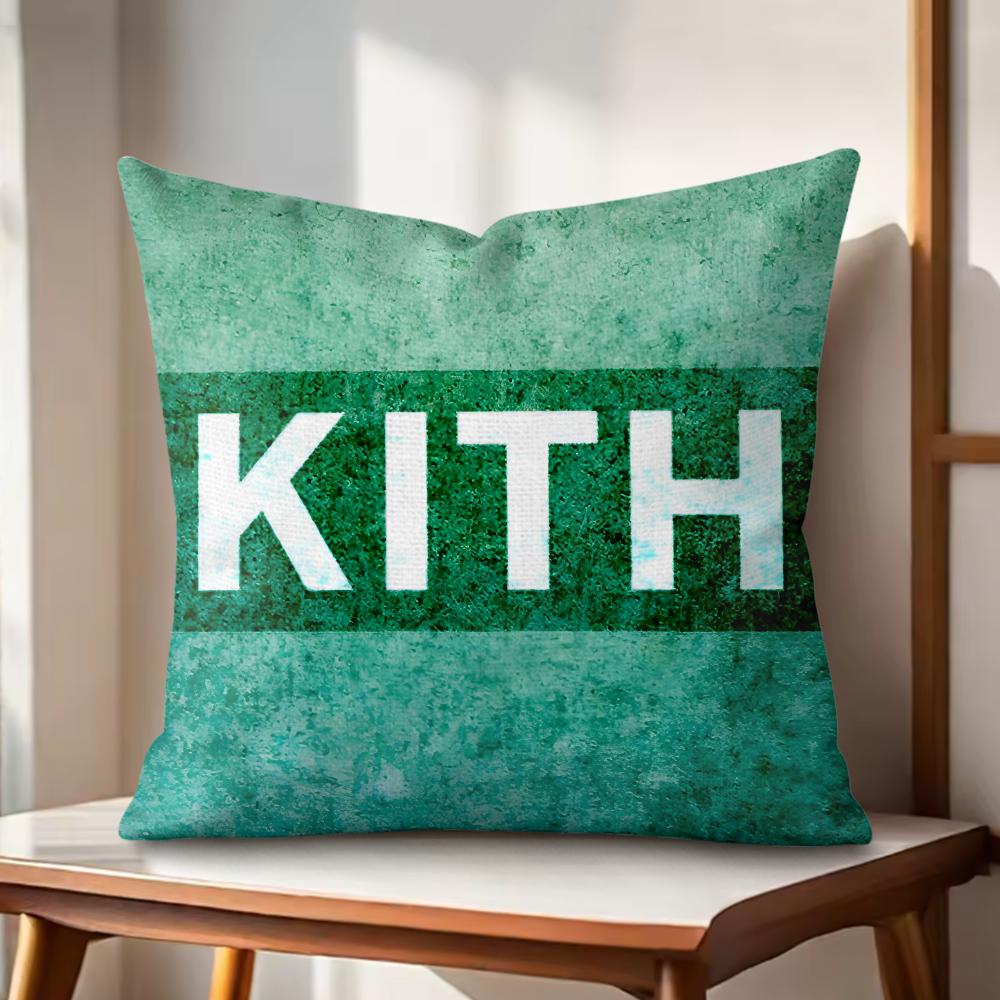 Classic Logo KKITH Cushion Cover Natural Linen Organic Fabric DoubleSided Printing Couch Pillow Covers Home Decor