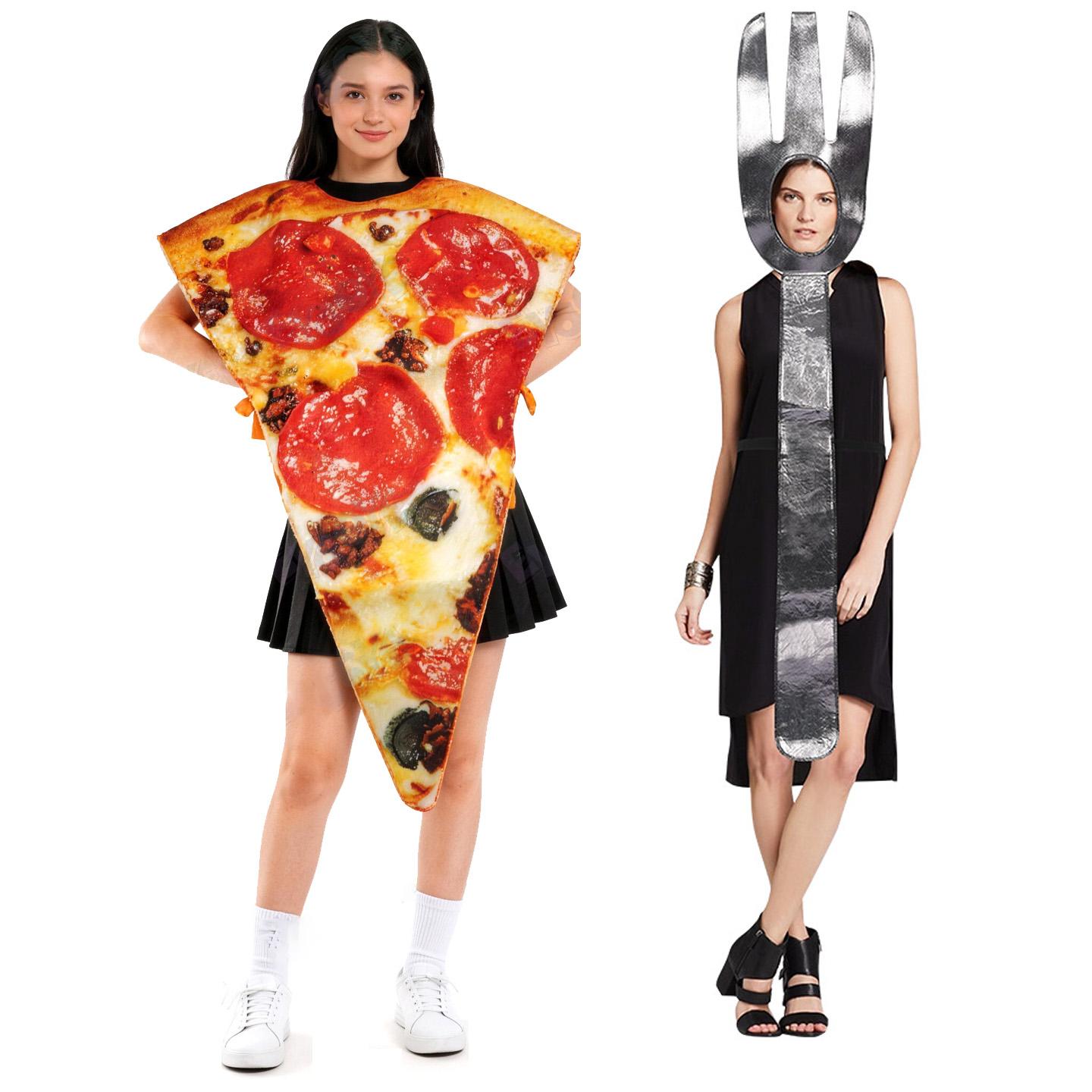 

Pizza and fork cosplay costume set, adults One size fits all adults