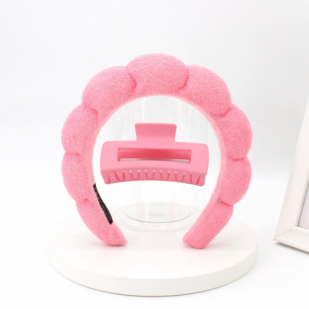 2pcs/Set Washing Hair Accessories for Women Bathing Terry Cloth Cloud Sponge Hair Bands Makeup Removal Headbands Hair Claw Clips