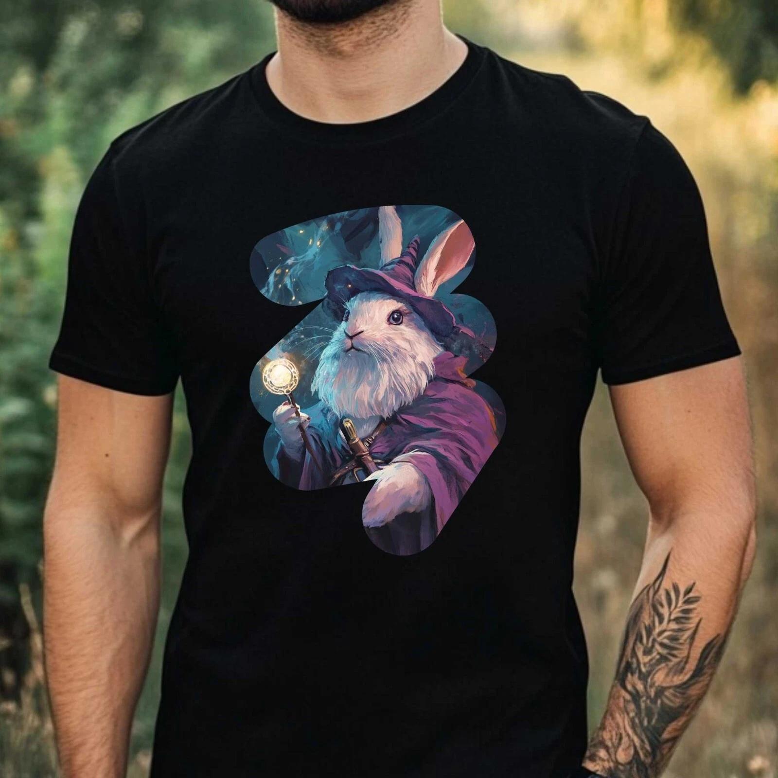 T-Shirt Herren Kaninchen Zauberer Motiv Baumwolle Größe XS bis 5XL L