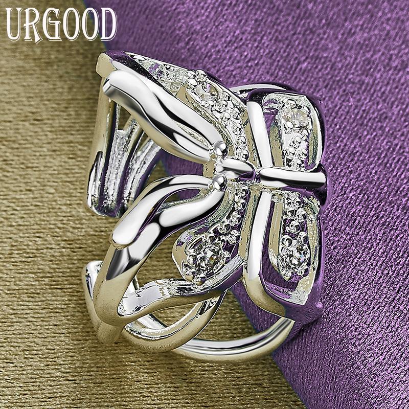 Inel fluture cu zirconiu deschis, argint 925, bijuterii de modă