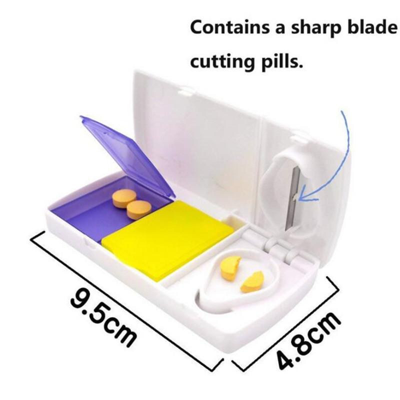 Pill Crusher Cutter Medicine Storage Box