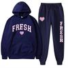 European Size Plus Fashion Printed Sweater Autumn and Winter Fleece Warm Hoodie Casual Sports Women's Suit