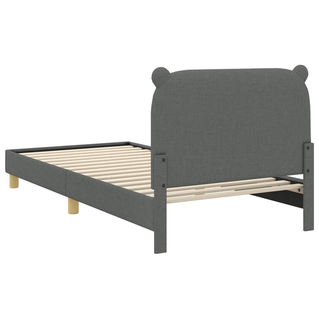Kids Bed Frame with Headboard Dark Grey 90 x 190 cm Fabric