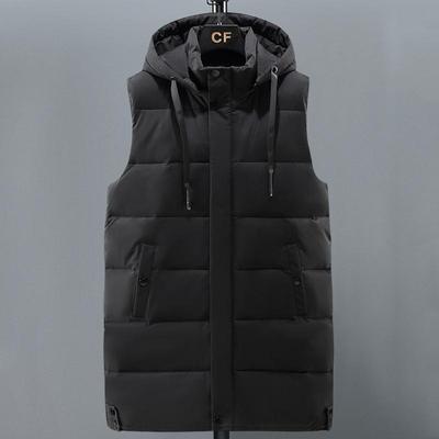 Parka senza maniche da uomo autunno inverno nero giacche casual calde spesse lunghe gilet con cappuccio
