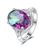 Colorful Stone Round Zircon Wedding Ring For Women Micro-Inlaid Simulation Rainbow Gem Ring Jewelry Engagement Ring