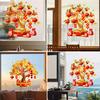 Chinese New Year Window Sticker Wealth Tree Static Sticker Non-adhesive Window Decal for Glass Doors Walls Furniture Festive Decor