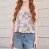 Summer Floral Ruffle Sleeveless Tank Top For Women With Polyester Fabric