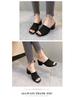 Summer Plus Size Flyknit High Heel Mules - Breathable Chunky Heel Fashion Sandals for Women