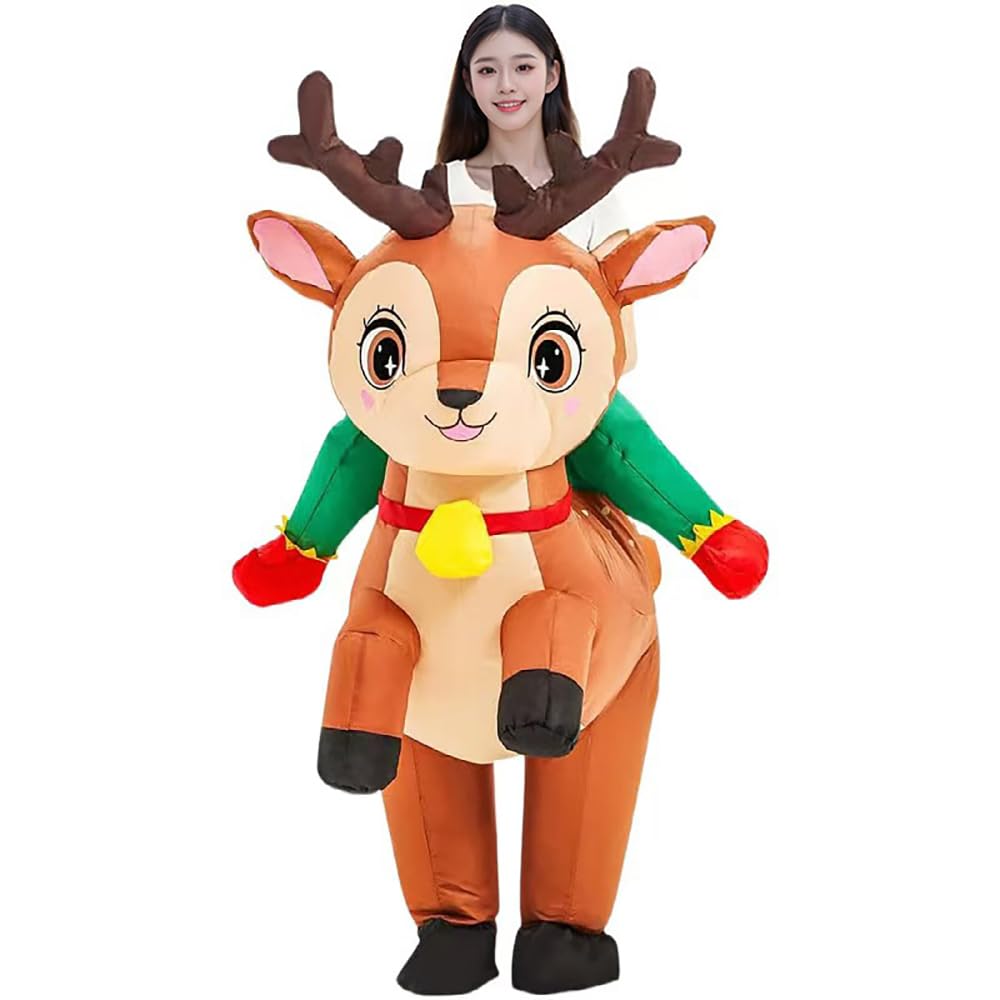 Lhyxuuk Christmas Funny Inflatable Kigurumi Costume with Perfect for Christmas Party and New and Holiday One Size Fits All Costume, Fan, Parties,