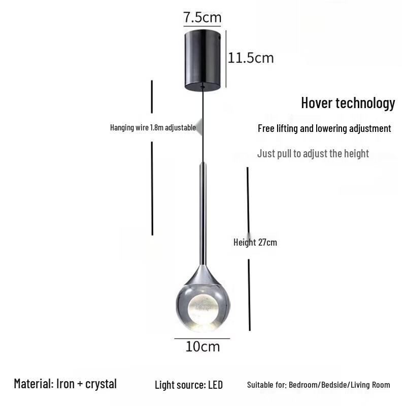 Oeny Crystal Moon Adjustable LED Pendant Light