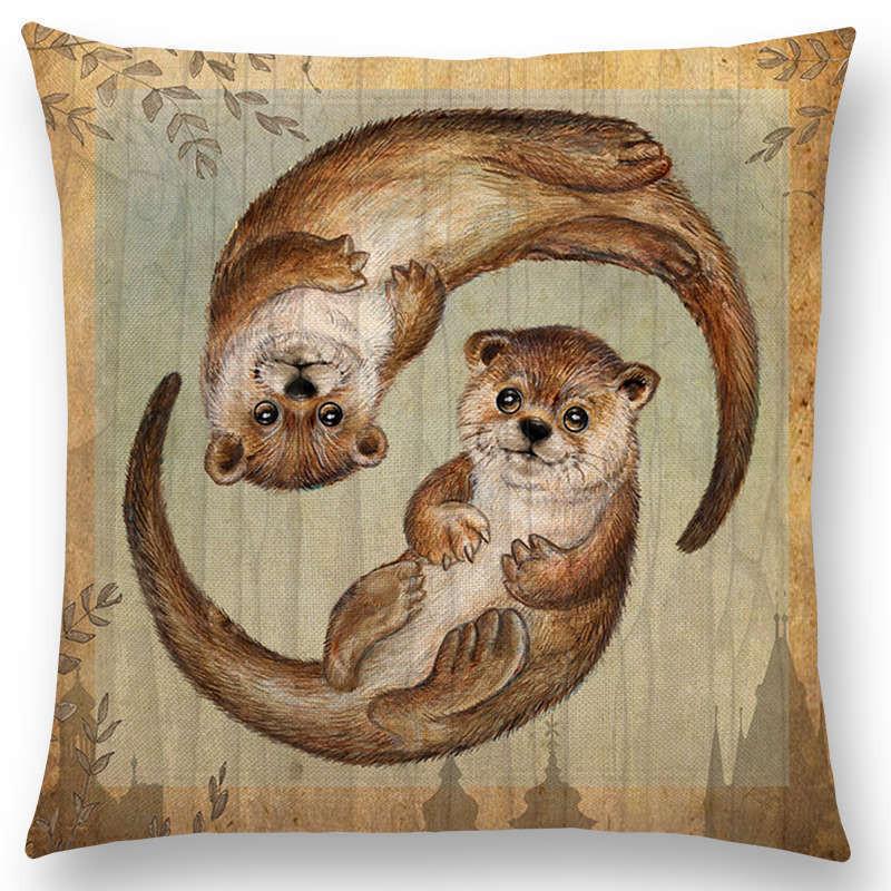 Charming Bird Blue Whale Hedgehog Moonlight Owl Bat Bee Octopus Cushion Cover Pillow Case