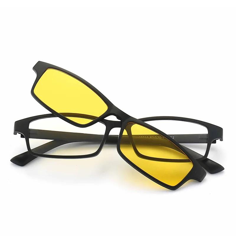 5Pcs Magnetic Polarized Clip On Sunglasses Women Men Plastic Frame For Night Driving Sunglasses Uv400