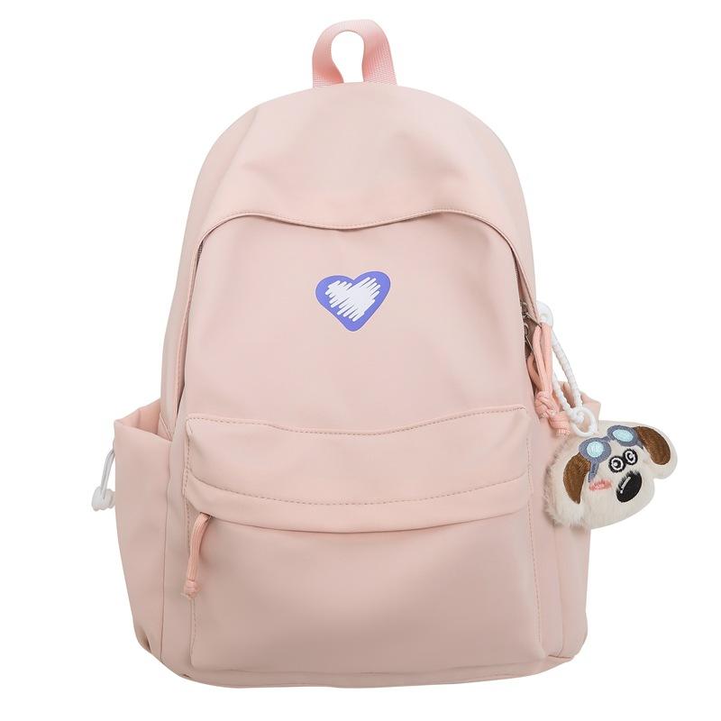 School bags, female college students, simple solid colors, love, junior high student, niche and versatile girls, high school student backpacks, trends