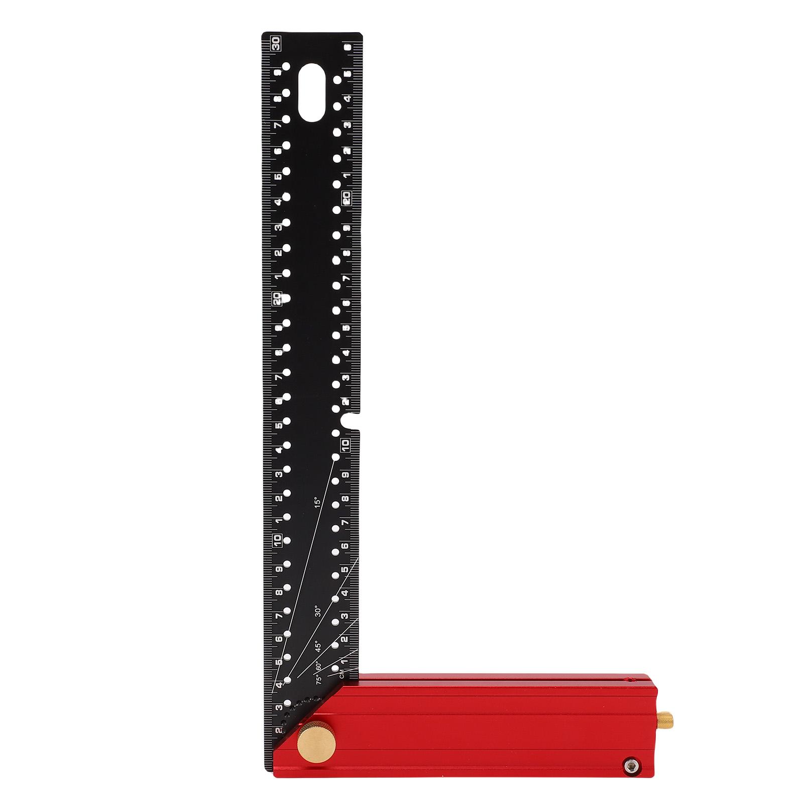 Carpenter Square Ruler Metric 300mm Aluminum Alloy Framing 90 Degree Right Angle Measurement Adjustable Marking Accurate