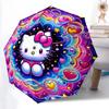 1pc Hello Kitty Cosmic Hearts Auto Open Close Umbrella - Portable Folding Design, 8-Rib Iron Frame Outdoor Umbrella, Festival Gift for Fans, Travelers