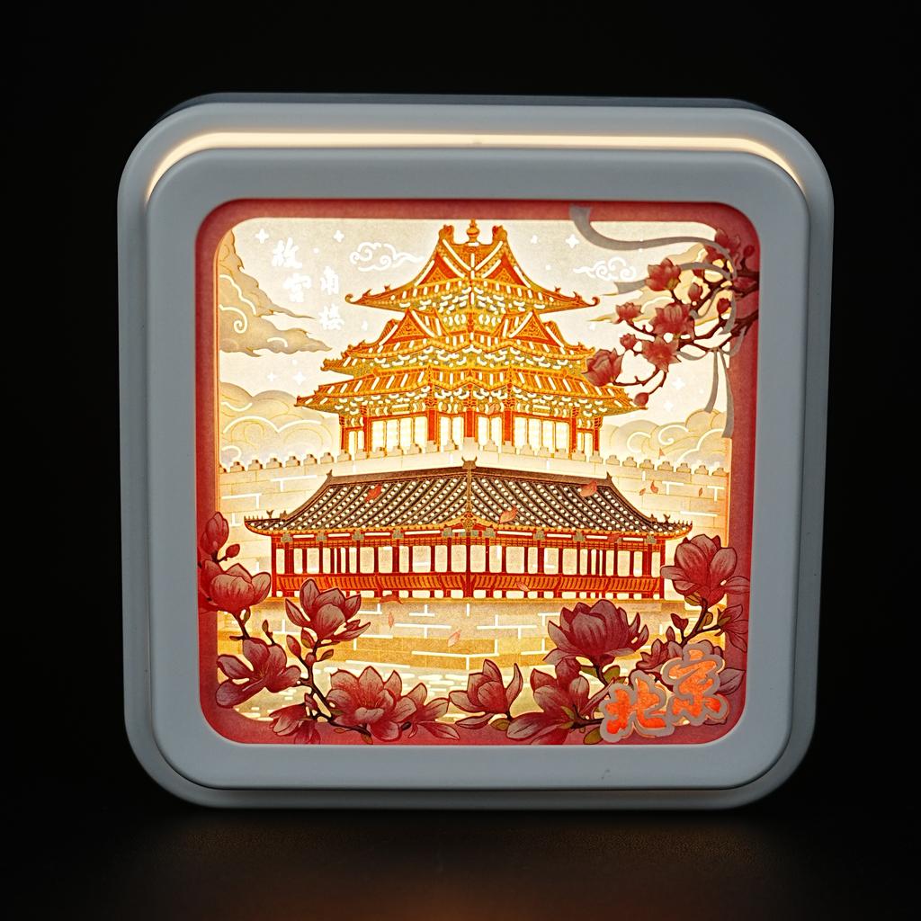 Bedroom Decor Desktop Ornament Travel Souvenir Creative 3D Paper Carving Art Magnetic Click  Paper Shadow Led Light Painting Box