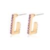 Multicolor Rhinestone Trendy Ushape Earrings Creative Alloy Studs For Women