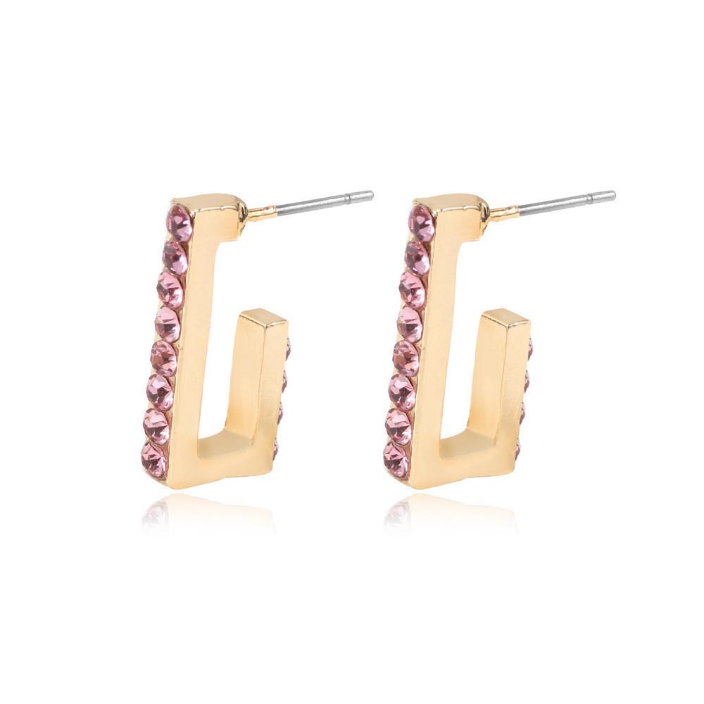 Multicolor Trendy Rhinestone Ushape Earrings Creative Alloy Studs Women For