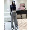 Wide-leg Pants Women's Spring and Autumn New High-waisted Drawstring Loose and Thin Versatile Mopping Straight Casual Pants