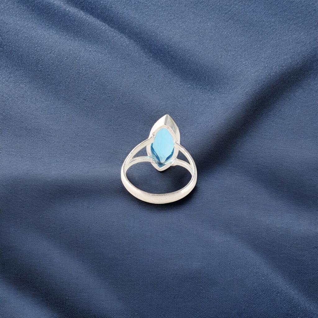 Swiss Blue Topaz Gemstone 925 Sterling Silver Jewelry Handcrafted Stylish Ring RR-23-9