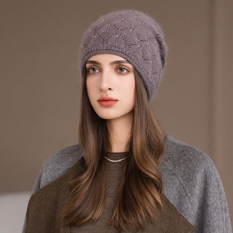 Królicze włosy dzianinowa torba czapka damska zimowa wiatr i zimno pulower wełna moda termiczna czapka