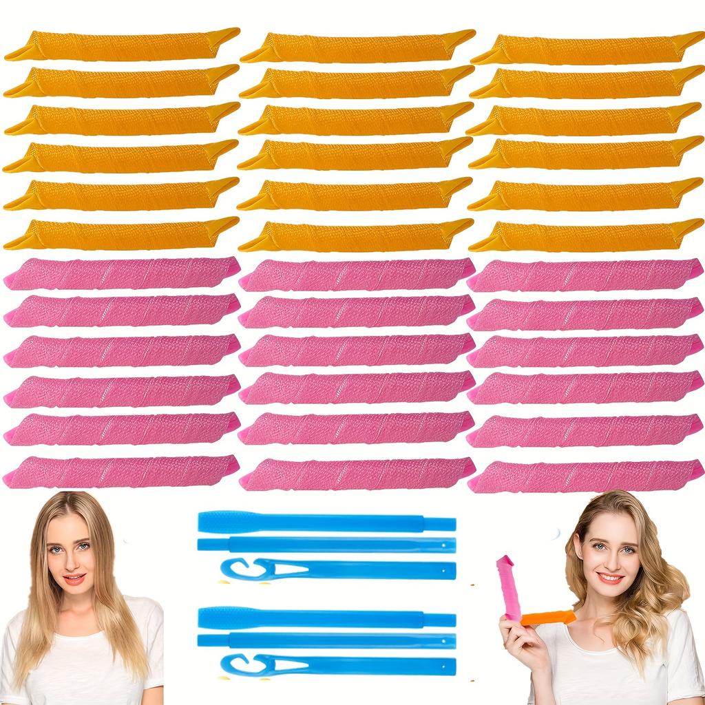 high qualityHeatless Spiral Curlers with Styling Hooks, Designed for Women And Kids with Long Or Medium Hair, Allowing for Styling Without Heat