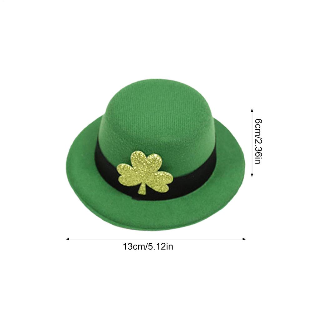 1pcs Saint Patricks Day Top Hat Holiday Green Caps Dress-up Costume for Irish Festival Party and Tree Topper Accessory Props