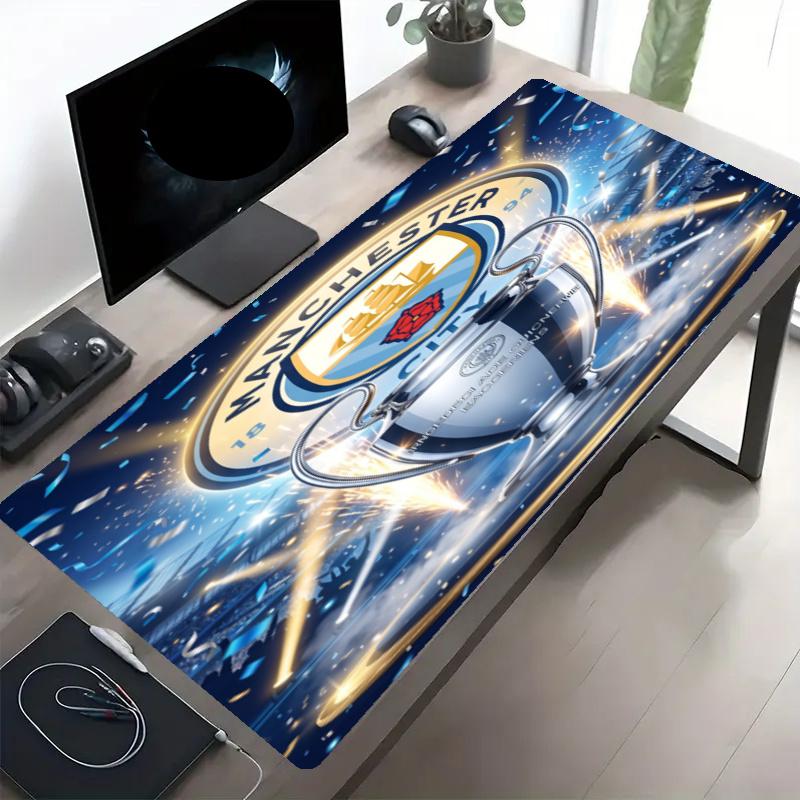 Manchester City FC Print Mouse Pad, Anti‑Slip Desktop keyboard Mat, for PC Laptop Gaming Working Daily Use, Cool Festival Birthday Gift