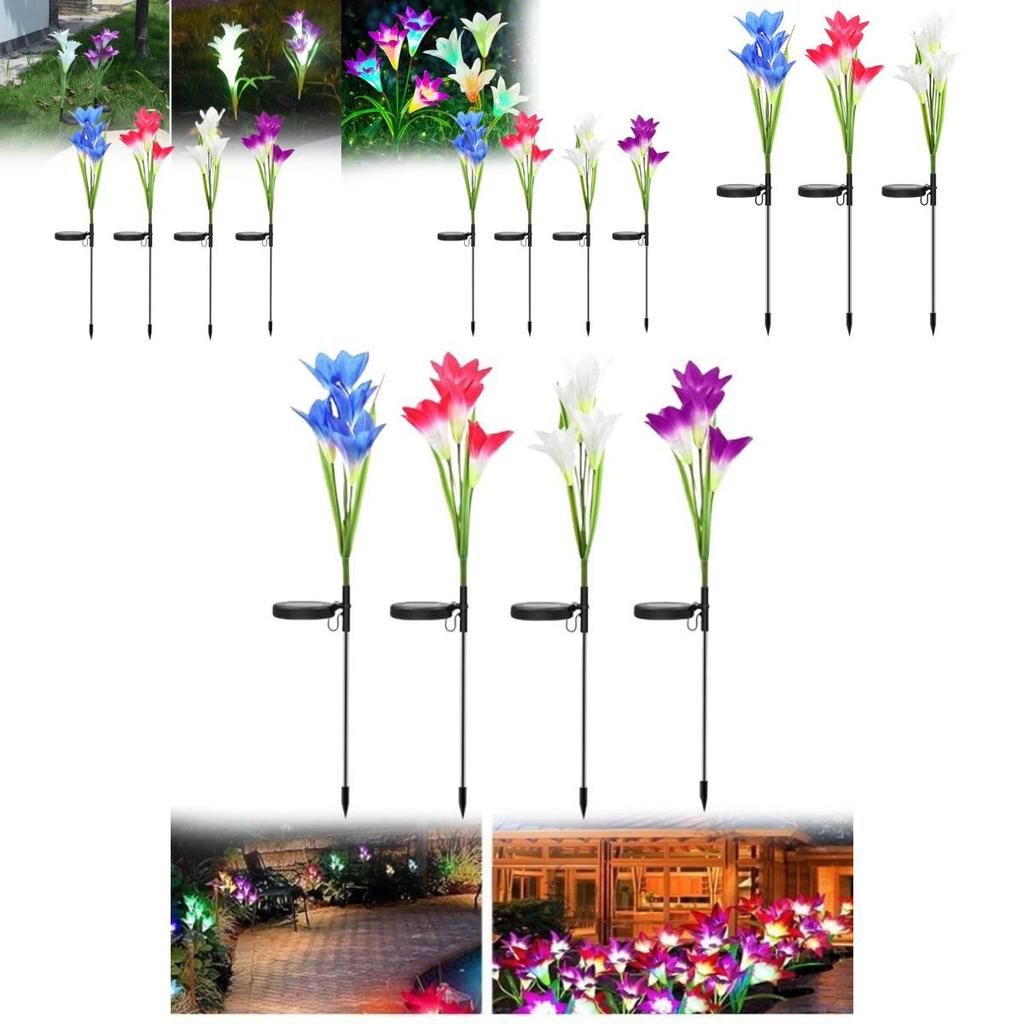 Outdoor Solar Lily Flower Lights Stunning Led Floral Garden Stake Lamps For Yard Decoration