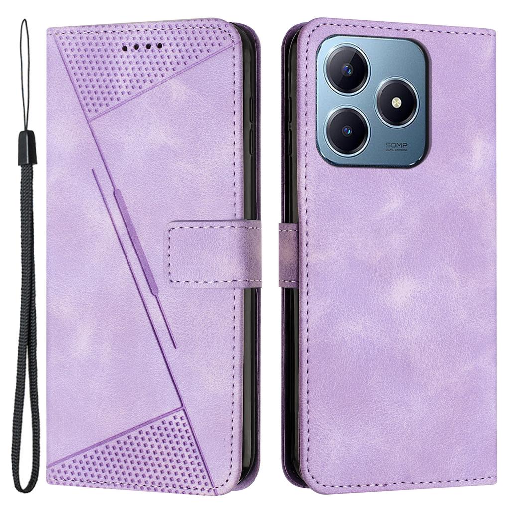 For Realme Note 60x 4G/C63 4G/C61 4G/Note 60 Case Triangle Leather Phone Cover Stand Wrist Strap