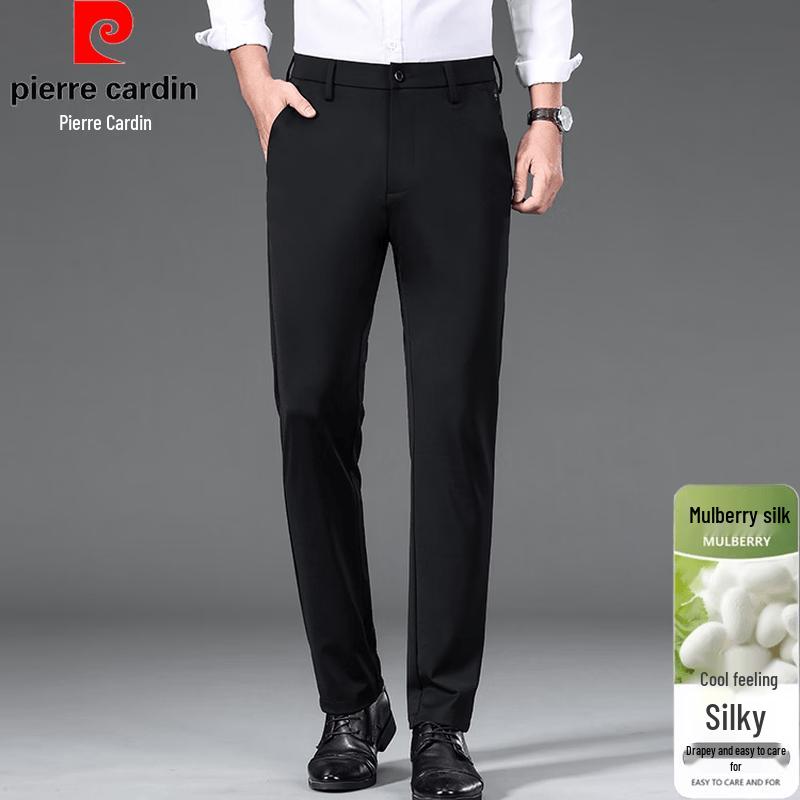 

Pierre Cardin Men s Summer Silk Blend Casual Straight Pants 34