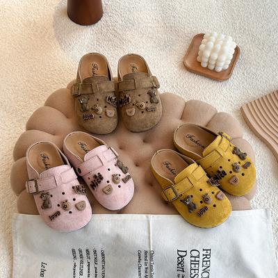 Fashion Children Mules 2025 Girls Spring Autumn New Fashion Korean Style Soft Bottom Non-slip Versatile Cut-outs Sweet Casual Slippers