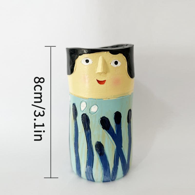 Spring family face vase head handmade dried flower vase resin handicraft sculpture home decoration ornament