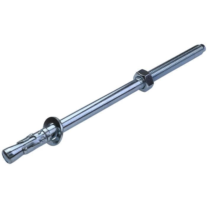 Goujon d’ancrage aerzetix - set de 2 - vis d’ancrage filetage long - m12x240mm - acier zingué