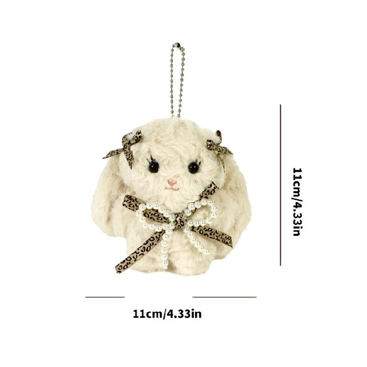 Kaninchen Schlüsselanhänger mit langen Ohren und Schleife Plüschtier Schlüsselanhänger Stilvoller Taschenanhänger für Studenten Geschenk für Mädchen und Teenager