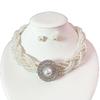 French diamond-encrusted woven glass pearl necklace DIY bee versatile collarbone chain fashion temperament small fragrant style jewelry