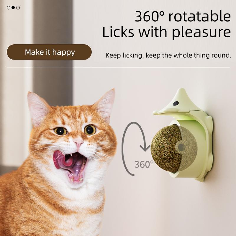 HOOPET Natural Catnip Ball Hedgehog Style, Wall Stick Ball Toy, Lickable Cat Snack,Promotes Soothing Cat Snacks,Healthy Snack