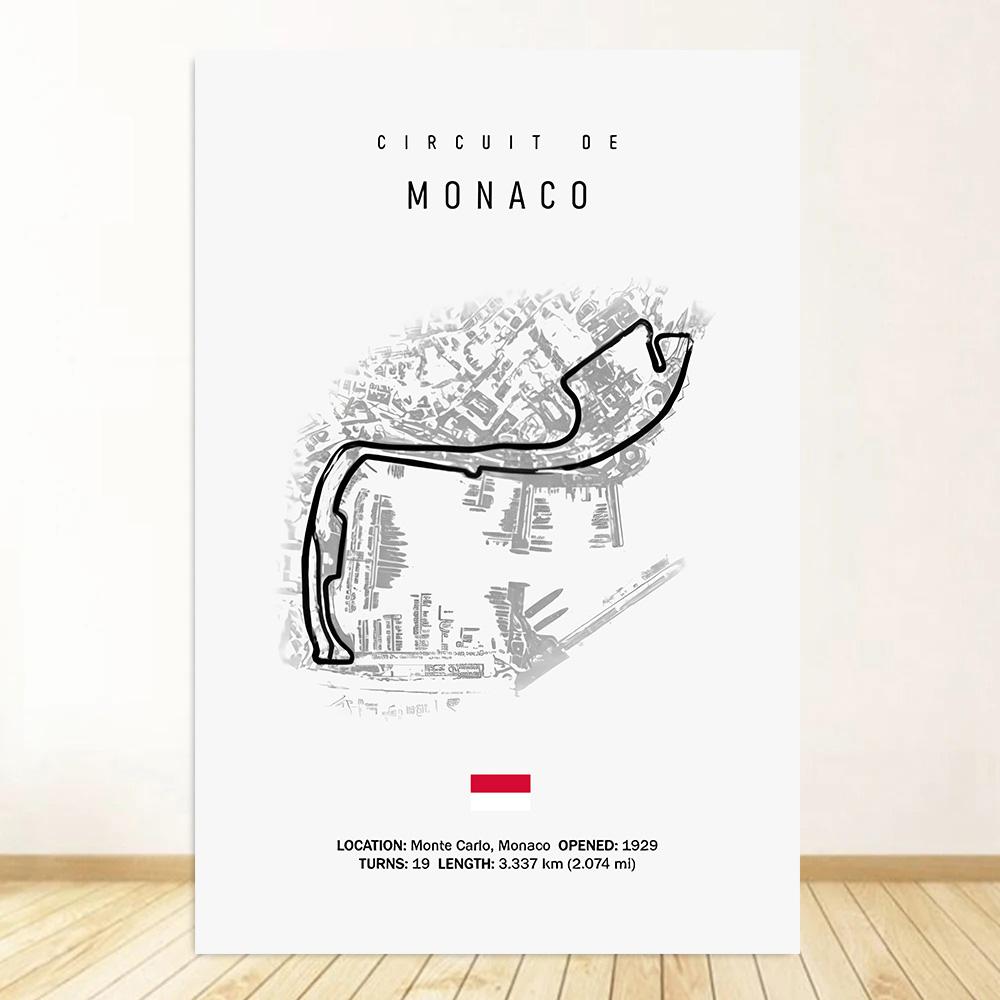 Classic Black And White Vintage Wall Art Formula 1 Imola Monaco Monza Circuit HD Oil On Canvas Posters And Home Decor Gifts