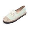 Lace&Pearl Espadrilles Shoes Woman 2024 Genuine Leather Flats Comfy Loafers Ladies Fisherman Shoes Hemp Mocasines Femme Big Size