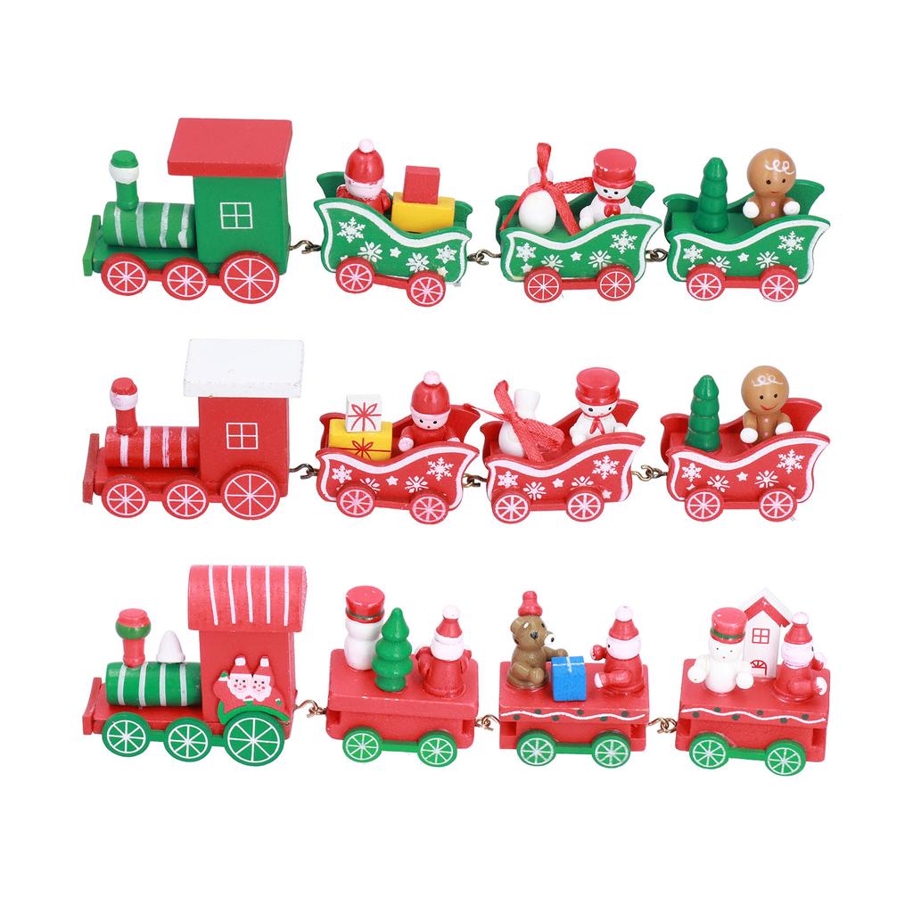 Christmas Train Toys Set Miniature Color Cartoon Christmas Train Model for Kids Boys Girls
