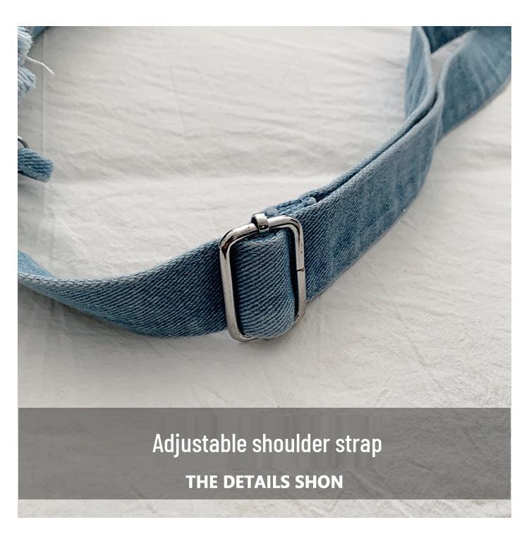 Retro Crossbody Washed Denim Multi-Zipper Small Commuter Bag