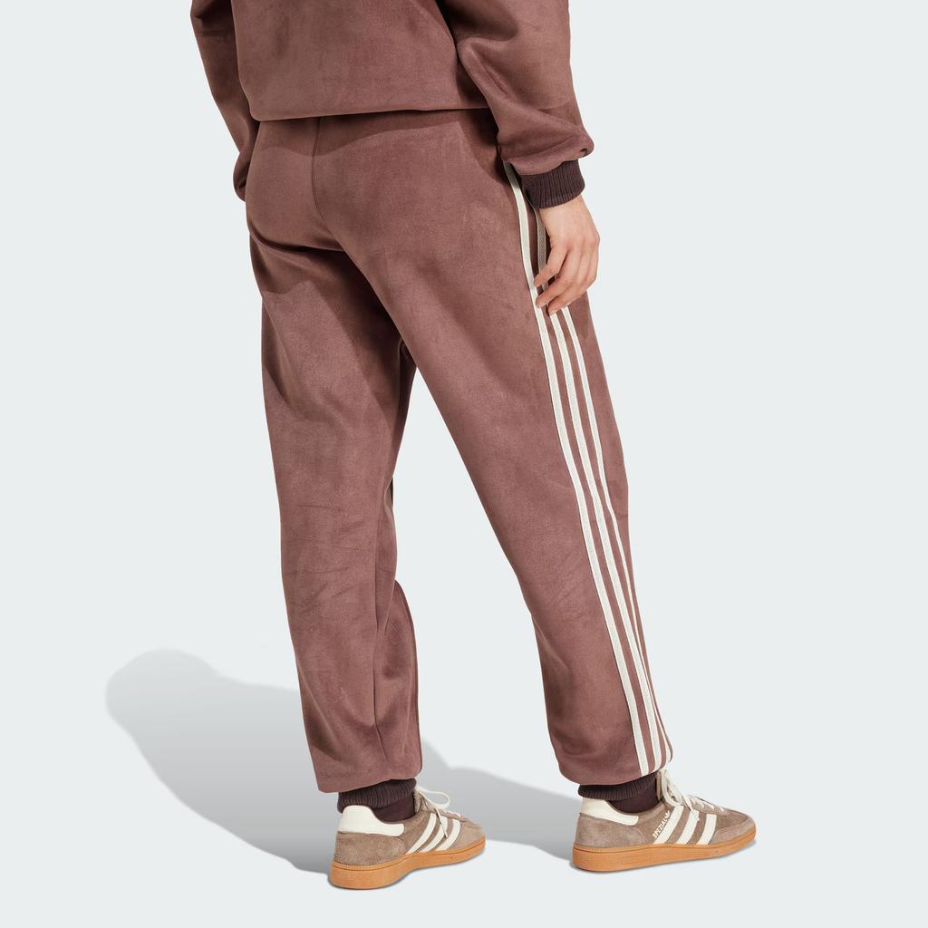 Adidas Originals Suede The First Track Comfortable Slim Fit Striped Cuffed Sports Pants Women Bottoms Dark-Gray Brown IX1047