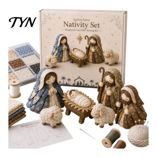 Ręcznie robiony Szopka Bożonarodzeniowa Patchworkowy Zestaw DIY, Świąteczne Rękodzieło Szyciowe dla Dorosłych, Religijny Pikowany Zestaw Rękodzieła, Dekoracja Domu, Pamiątka