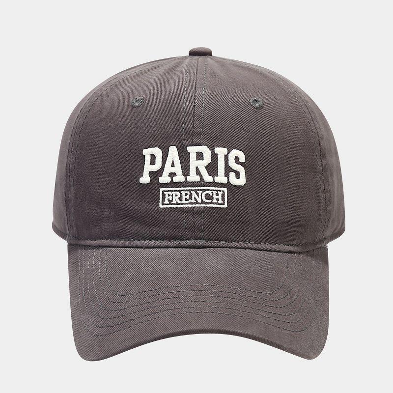 Simple PARIS letter embroidered baseball cap spring and summer versatile sunscreen visor, couple soft top cap